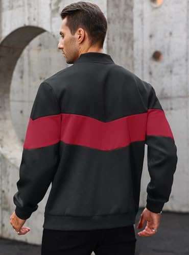 Image of HYPESTFIT Mens Lightweight Jacket Casual Bomber Jacket Color Block Varsity Coat