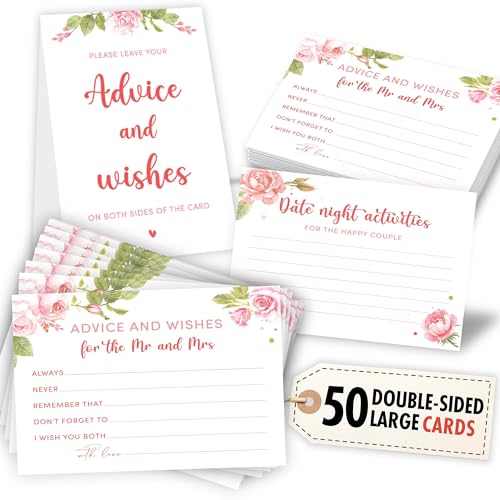 STOFINITY Advice And Wishes For The Mr And Mrs - Floral Wedding Advice Cards For Bridal Shower...