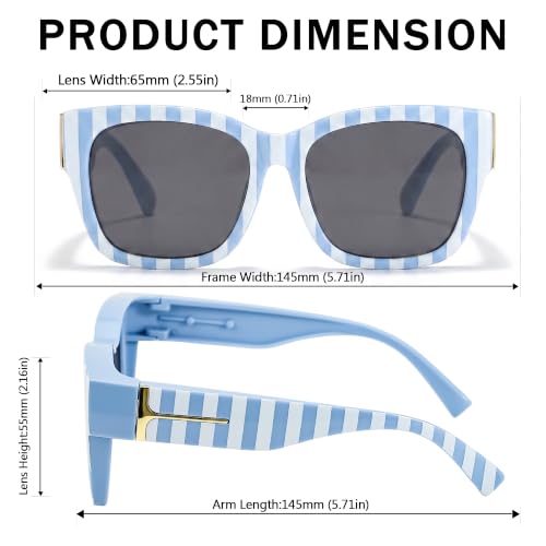 Image of SIPHEW Mirrored Sunglasses Polarized Fit Over Glasses for Women - Trendy Large Square w UV400 Protection Sun Glasses