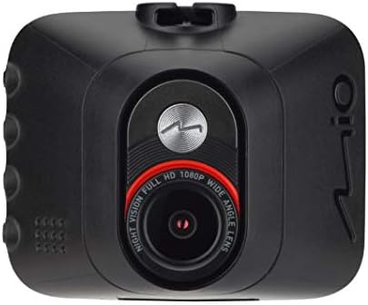 Muka dekat view of the Mio MiVue C314 dashcam lens, showing 'FULL HD 1080P WIDE ANGLE LENS' text.