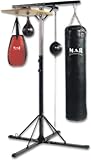M.A.R International Ltd. 4 Station Heavy-Duty Boxing Punch Bag Stand with Speed Ball Set, 4 Feet Punching Bag, Maize Bag and Floor to Ceiling Ball – Excellent Quality Unisex Fitness Stand