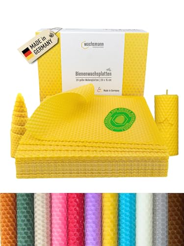 Contenuto della confezione: 20 fogli di cera a nido d'ape, 100% pura cera d'api da 20 x 15 cm. Divisibile, facile da tagliare