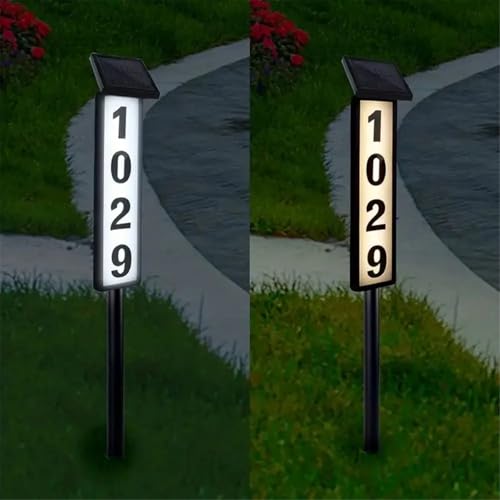 Numéro de maison solaire avec piquet lumineux led pour signalisation extérieure