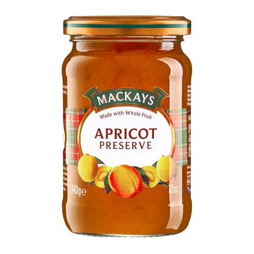 Image of Mackays Scottish Apricot Preserve 340g | Made with Whole Fruit | Traditional Copper Pan Cooked | Vegan | Imported from Scotland