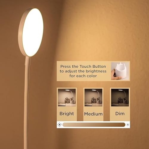 Image of COVACURE Table Desk Lamp Holder, 360 Flexible Rechargeable Led Desk Lamp with Pen & Phone Holder Portable Led Table Lamp for Study with Pen Stand Easy Touch Control Glare Free Lighting 3 Colour