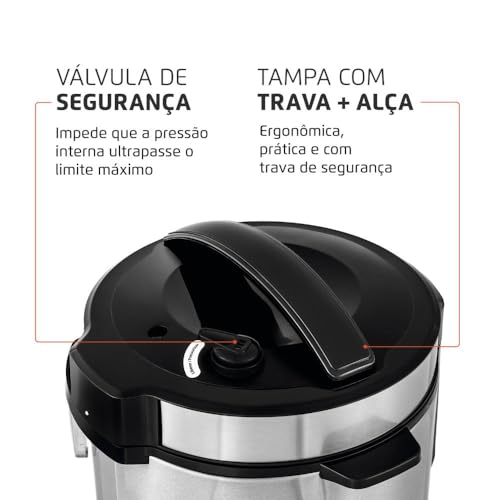 Panela de Pressão Elétrica Mondial 5L Pratic Cook 900W Preto/Inox 220V - PE-48-5L-I