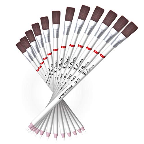 Pasler Eraser pencils 7802 Highlight Pencil Perfection White Color Pencil with Brush Perfect for sketches, coloured illustrations, and charcoal drawings.(Set of 12)