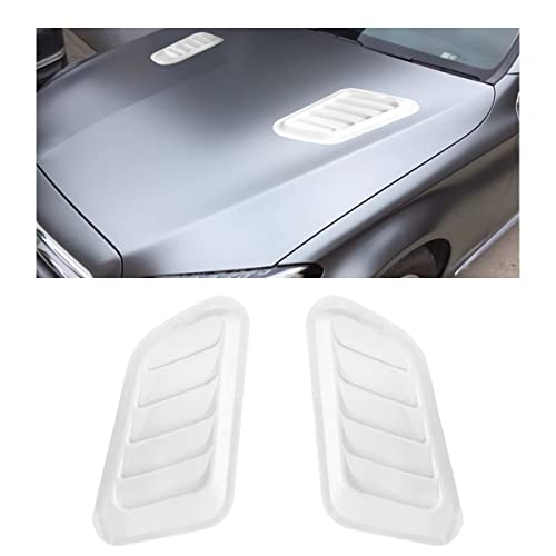 Image of Blilo 2PCS Hood Air Vents, Hood Scoop Bonnet Intake Cover, White | 13x7 Inch, Universal fit, flat top surfaces, ABS plastic, adhesive tape, decorative trim, exterior accessories