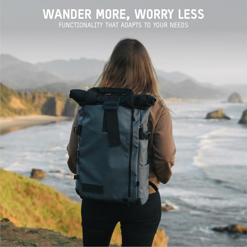 WANDRD PRVKE 21L Backpack: Weather-Resistant Travel & Camera Backpack with Laptop Sleeve, Quick Side Access, Clamshell Opening – Ideal Photography & Travel Bag (Aegean Blue)