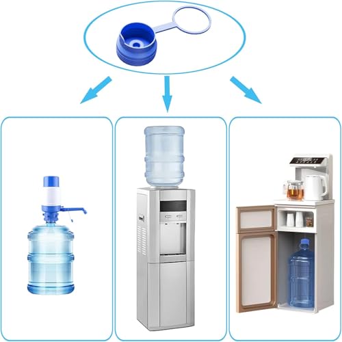Image of 3 & 5 Gallon Water Jug Cap Reusable, Food Grade Silicone Replacement Gallon Caps for 55mm Standard /Screw /Crown Tops Water Bottle and Water Dispensers, Non-Spill Lids for Anti-Splash, Leak Free (5PCS)