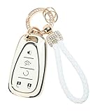 ESEWALAS Bling Car Key Fob Case,Car Key Fob Cover Key Case Shell,Car Remote Smart Key Protector Holder,TPU Key Case with Keychain Lanyard,Keyless Remote Key Fob Shell (for Chevy a)