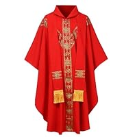 CAMDOM Klerus Priester Robe für Männer Katholische Mäntel Celebrant Chasuble Kirche Vater Ärmellos Messe Vest Liturgische Gewänder Priestergewand Taufe Kommunion Hochzeit Gottesdienst