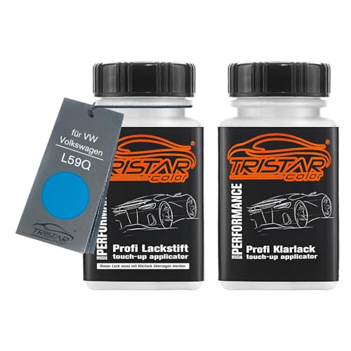 TRISTARcolor Autolack Lackstift Set für VW/Volkswagen L59Q Blau/Blau Caddy Basislack Klarlack je 50ml