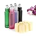 6Pcs 10ml High-grade Frosted Glass Roller Bottles Vials Containers with Metal Roller Ball and Wood Grain Plastic Cap for Essential Oil Aromatherapy Perfume Cosmetic Skincare Liquid, 1 Dropper (Pink)