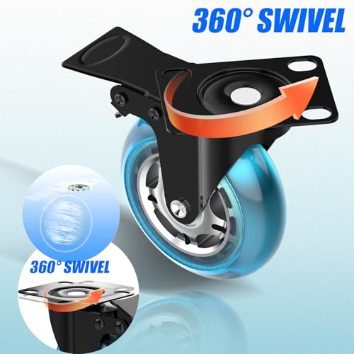 Image of Apllamo 2 Inch Plate Casters Set of 4 Double Brake Heavy Duty