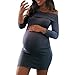 Femme Robe Pull Hiver Chaud Confortable De Maternité Femme BéBé Allaitant Enceinte Grossesse Robe Tricot Manche Longues Epaule Denudee Grand Taille Dress (2XL(EU50, Bleu)