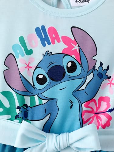 Image of Disney Princess Frozen Elsa Minnie Mouse Stitch Toddler Girl Romper With Skirt Overlay Summer Jumpsuit with Bow 2-6 Years