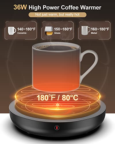 Coffee Mug Warmer, 36W Coffee Cup Warmer With 3 Temperature Settings (105℉-180℉) And 4 Hours Auto Shutt-Off Function For Office Home Desk Use,Electric Beverage Warmer For Keep Coffee Tea Milk Hot #TOP3