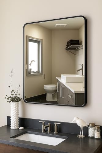Image of Mirror Glass for Bathroom Wall - Designer Home Decor Mirror for Bedroom, Living Room, Hall, Dressing Room, Washbasin, Makeup Room, Rectangle Shape (Size - 12 x 12 Inch)