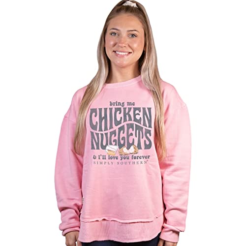 Simply Southern Bring Me Chicken Nuggets Pink Women's Pullover