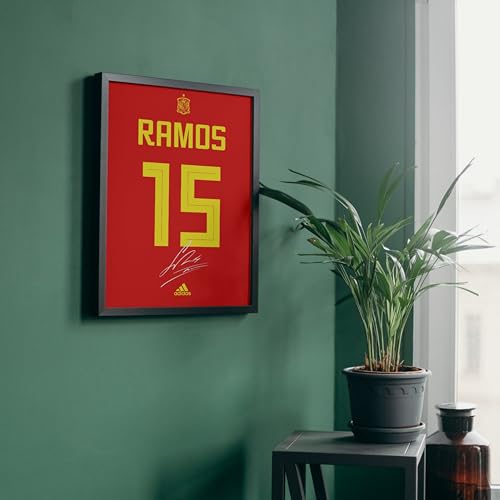 Image of POSTERNET Football Jersey Frame Wall Art | Inspired Red No.15 Football Poster with Black Frame | Sports Room Decor for Bedroom, Living Room, Office | Premium Printed Wall Hanging Frame 8.3 x 11.7 Inch