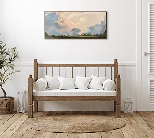 Kate And Laurel Sylvie Clouds Framed Canvas Wall Art By Mary Sparrow, 18X40 Gold, Modern Nature Skyline Art For Wall #TOP3