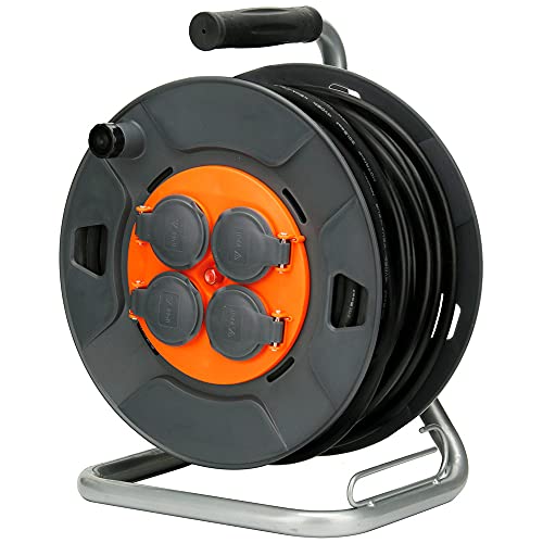 Enrouleur de chantier IP44 4 prises Zenitech rallonge electrique 40m orange 3G1,5