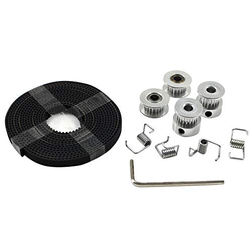 TOOGOO 3D Printer Accessories Synchronous Pulley Set GT2 Synchronous Wheel 20 Perforation 5 GT2 Timing Belt Idler 4 Torsion Springs