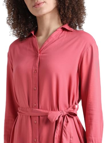 Image of ONLY Women's Cuffed Sleeves Belted Shirt Mini Dress