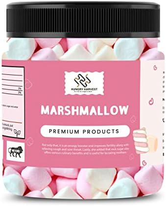 Hungry Harvest Marshmallows Pure Vegan 50 Pieces Strawberry Vanilla Assorted Fruit Flavours Vegetarian Marshmallow Candy Marshmallow Candy Marshmallows Pure Veg [Jar Pack]