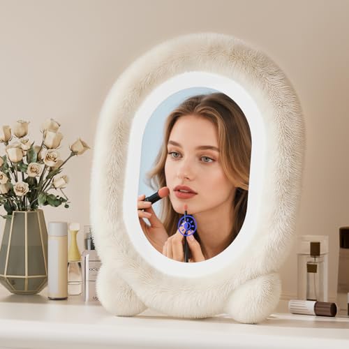 Espejo de maquillaje LED redondo de 15.8"×11.8" miniatura 6