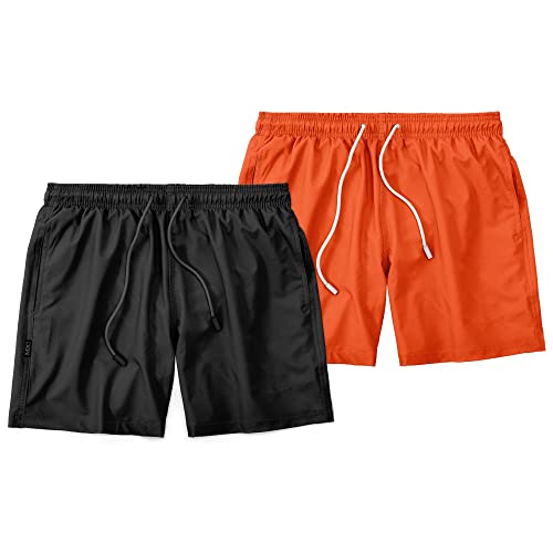 Kit 2 Shorts MXC BRASIL Masculino Curto Praia Calção Liso (BR, Alfa, GG, Regular, Regular, Preto/Lar