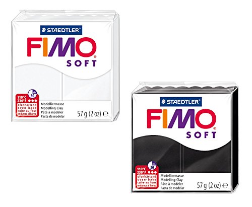 Staedtler 10123817 8020 AMZ 1 Lot de 2 blocs de pâte à modeler Fimo Soft 57 g Blanc/noir