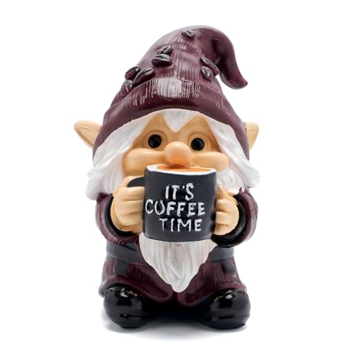 HOHIN Cute Coffee Time Themed Gnome Figurine Decoration for Kitchen Coffees Bar or Tiered Tray Small Coffee Lover Gift for Women and Friends 4 Tall