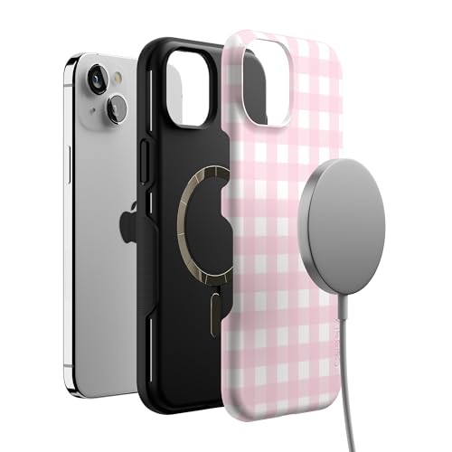 Casely iPhone 15 Case | Pink Plaid | Sunday Best | Bold Protective Design | Compatible with MagSafe by Casely - Used condition - Image 3