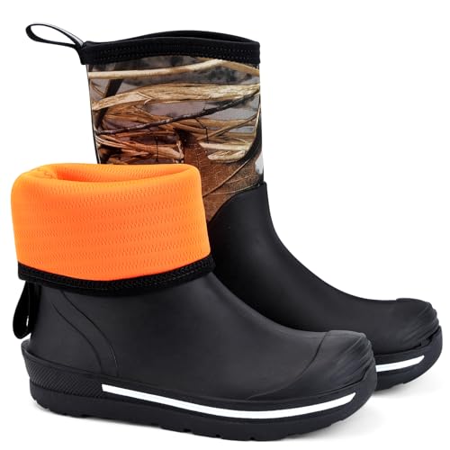 Showave Kids Rain Boots Waterproof Rubber Mud Boot Boys Girls Insulated Durable Neoprene Outdoor Boots All Seasons Camo Evos 4 Little Kid