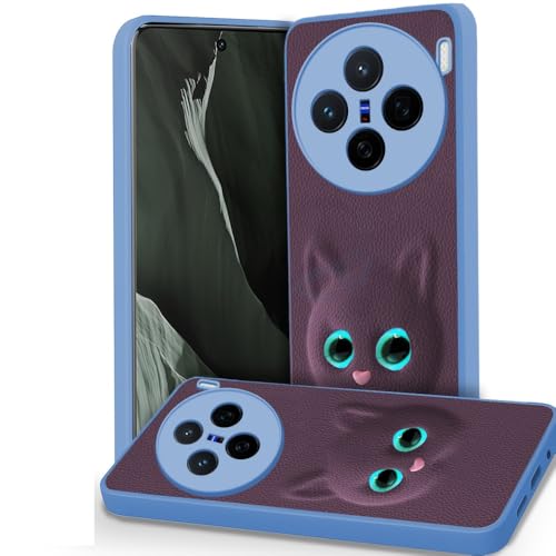 Image of AESTMO Back Case Cover for Vivo X200 5G Back Cover | 3D Cat Cover | Leather Finish | Full Body Protection | Camera Protection Back Cover for Vivo X200 5G (Purple)