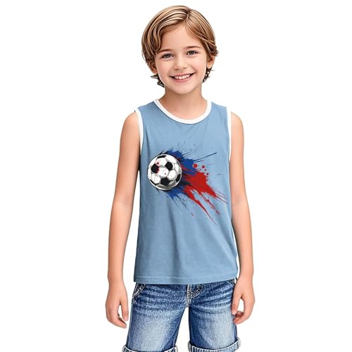 wodceeke Toddler Boys Girls Summer Tank Tops Football Printed Sleeveless Shirts Kids Casual Workout Sports Vest4