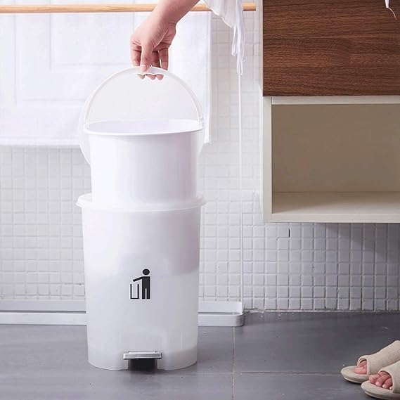 AMPLIN 7L Round Pedal Dustbin with Soft-Close Lid And Foot Pedal | Trash Can/Dustbin For Home, Kitchen, Bathroom, Office And Washroom With Lid And bucket | Pack of 1 2