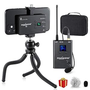 Draadloze lavalier-microfoon voor smartphone Tablet DSLR-camera – oplaadbaar omnidirectioneel geüpgraded draadloos microfoonsysteem Zender en ontvanger voor YouTube Vloggen – ZHUOSHENG