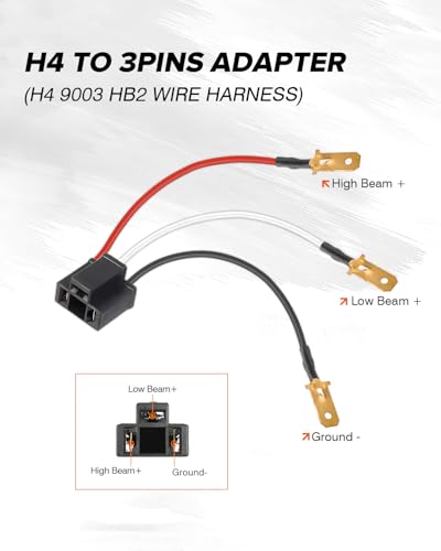 Image of BICYACO 2PCS H4 9003 HB2 Wire Wiring Harness Sockets for 4 inchx6 inch 7 inchx6 inch 5 inchx7 inch Inch Sealed Beam Car Truck Headlights Pickup Heavy Duty Headlamp
