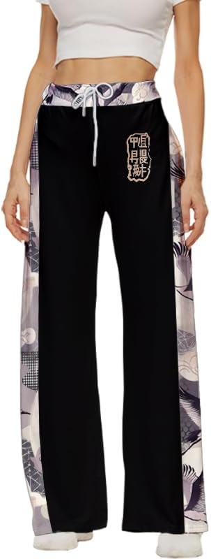 Wide Leg Pants Woman Japanese Art Side Stripe High Waist Casual Drawstring Pajama Palazzo Capri Plus Size Pants - Image 2