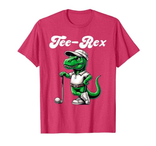 Tee Rex Golf T Rex Dinosaur Boys Men's Women's Kids Golfing T-Shirt, Men, Red Heather, Medium