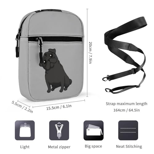 Black Pug Mini Crossbody Bag Anti-Theft Side Shoulder Bags Messenger Bag Unisex2