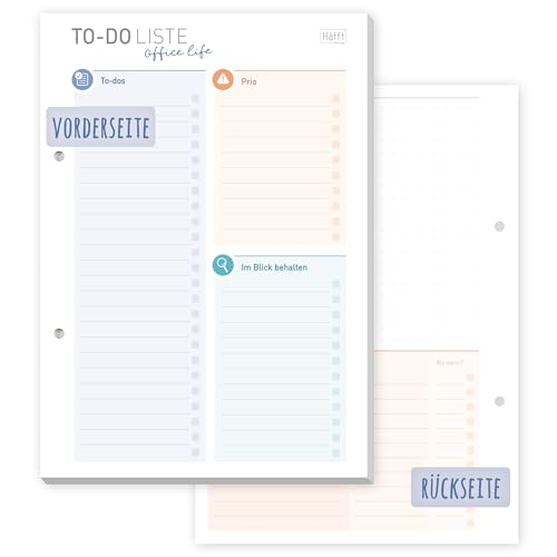 Häfft® A5 To-do Listen Block 'Office Life' 50 Blatt - mit Prios, To-do-Tracker & freiem Platz für Notizen - klimafreundlich und nachhaltig