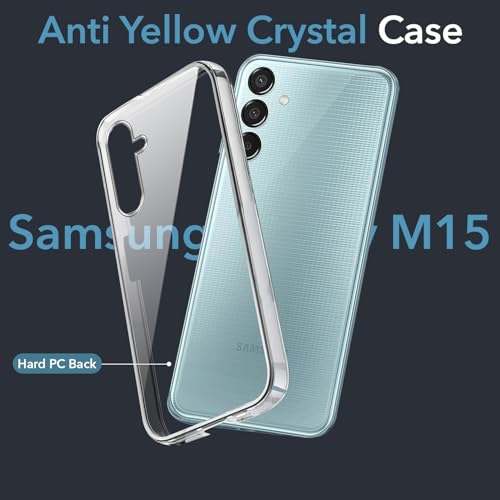 Image of Jkobi Lifetime Anti-Yellow Clear Back Cover Case for Samsung Galaxy M15 5G (Sleek Hard Crystal | Shockproof and Camera Protection)