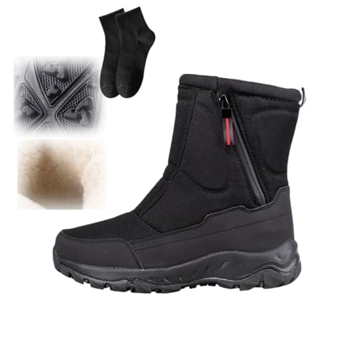 POIOZXD Sawbehind - Botas de invierno para hombre, cálidas, impermeables, protección extrema contra el frío, suela antideslizante, cómodas y aisladas para todo el día, Black, 40 EU