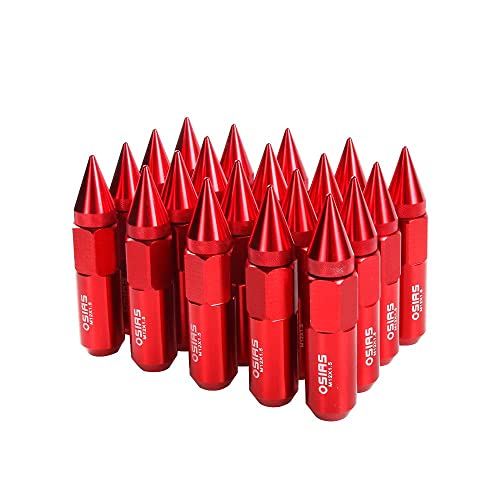 Image of M12X1.5 Spiked Nuts for Rims Aluminum Extended Tuner Lug Nuts 20PCS 60MM (Red)
