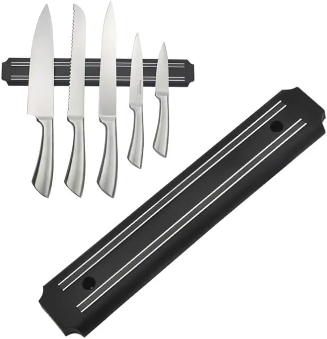 Magnetic Knife Holder Premium Wall Mounted Magnetic Knife Strip Kitchen Utensil Holder Tool Organizer Durable and Stylish Black 20cm, 33cm, 55cm (20cm) - Image 4