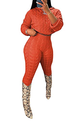 NRTHYE Sweater Sets for Women Cable Knit 2 Piece Outfits